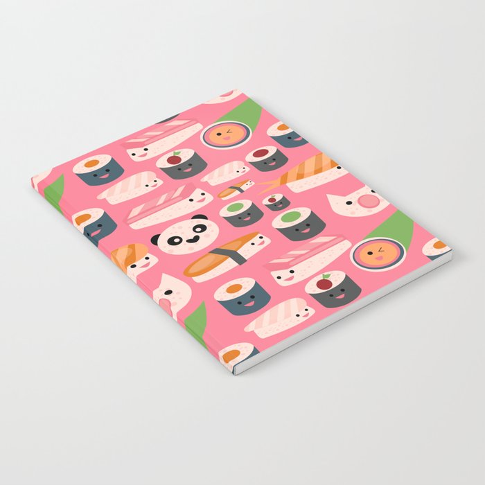 Kawaii sushi hot pink Notebook