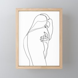 Woman line drawing, minimal single line art Framed Mini Art Print