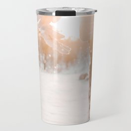 Atmospheric Backlight Winter Photo | Winter Photography | Golden Hour In Snow Travel Mug