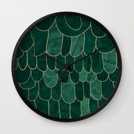 Stratosphere Emerald // Abstract Green Flowing Gradient Gold Foil Cloud Lining Water Color Decor Wall Clock
