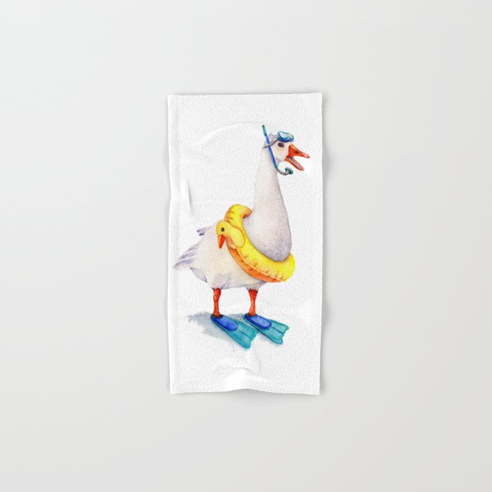 Snorkeling Goose Hand & Bath Towel by Goosi Society6