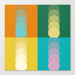 Grid retro color shapes patchwork 1 Canvas Print