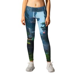 Overgrown City Leggings | Graphicart, Digitalartwork, Designs, Graphicdesign, Vectorart, Abstract, Digitalcolorsketch, Moss, Drawings, Graphicdrawing 