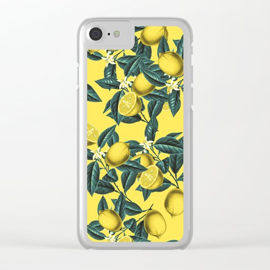 Lemon and Leaf Pattern III Clear iPhone Case