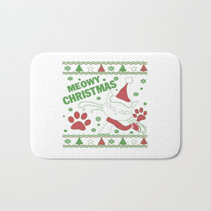 Santa Paws Bathroom Rug, Christmas Bath Mats, Dog Bathroom Rug