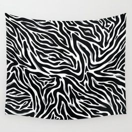 Black and White Abstract Zebra skin pattern. Digital Illustration Background Wall Tapestry