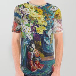 Gold Fish bowl, Fruits, Flowers, and Peonies still life portrait painting by Kathryn Evelyn Cherry All Over Graphic Tee