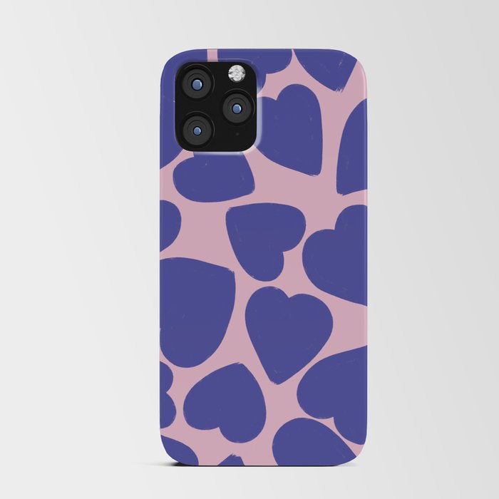 Very Peri Hearts Pattern on Blush Pink iPhone Card Case