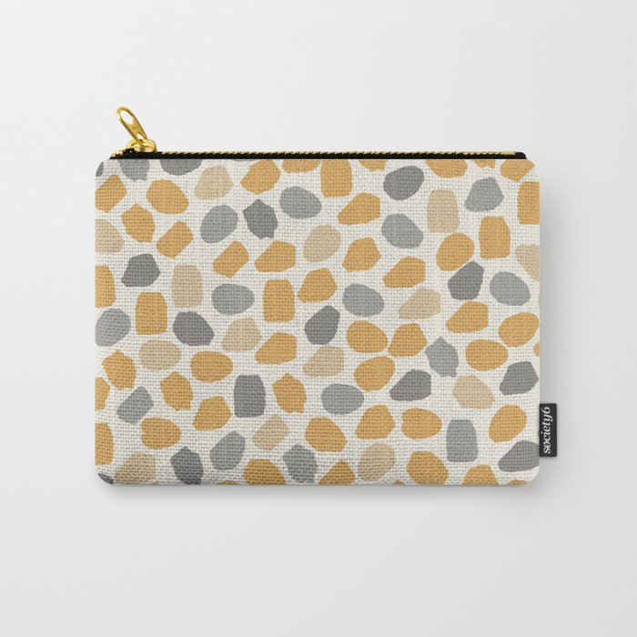 Ink Dot Mosaic Pattern Retro Mustard Gold Gray Cream Carry-All Pouch