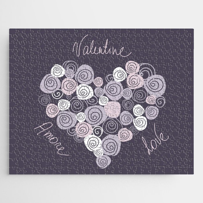 Pastel purple romantic heart of roses Jigsaw Puzzle