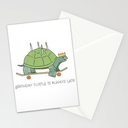 Skateboarding Birthday Turtle is always late like a happy candle cake Stationery Card