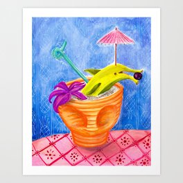Tiki Drink no.2 with banana dolphin Art Print