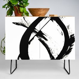 Brushstroke [7]: a minimal, abstract piece in black and white Credenza