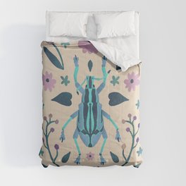 Bright Beetle with Purple Flowers Comforter