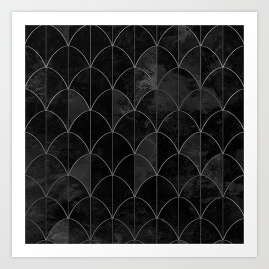 Mermaid scales in black and white. Art Print