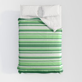 [ Thumbnail: Light Green, Sea Green & Mint Cream Colored Striped Pattern Comforter ]