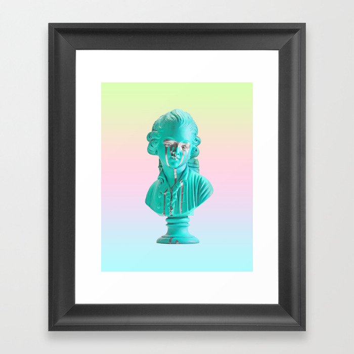 Bust of a Weeping Man (In Ice Blue Gradient) Framed Art Print
