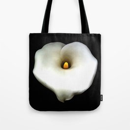 Artistic Single Heart Shaped Calla Lily Isolated On Black Tote Bag