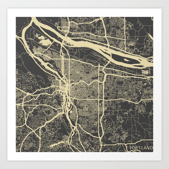 Portland Map Art Print