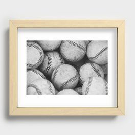 Baseballs Black & White Graphic Illustration Design Recessed Framed Print