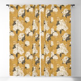 Glam Florals - Gold Blackout Curtain
