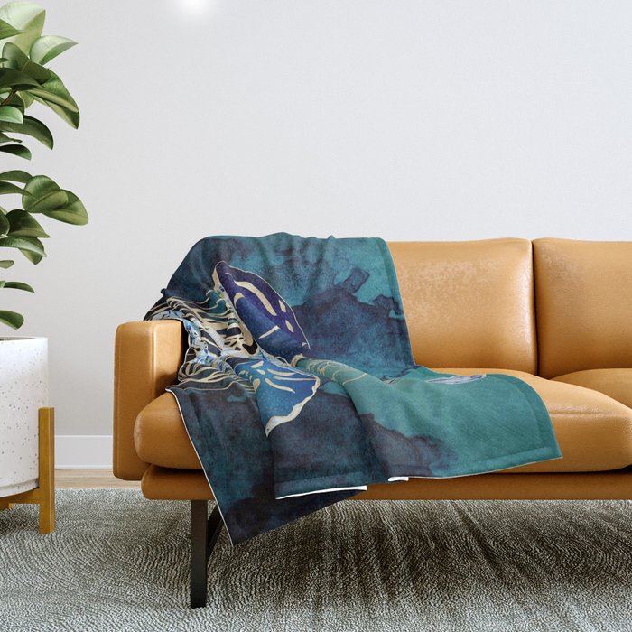 Metallic Jellyfish III Throw Blanket by SpaceFrogDesigns | Society6