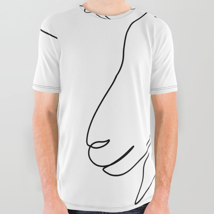 Goat Head Continuous Line Art Drawing  All Over Graphic Tee