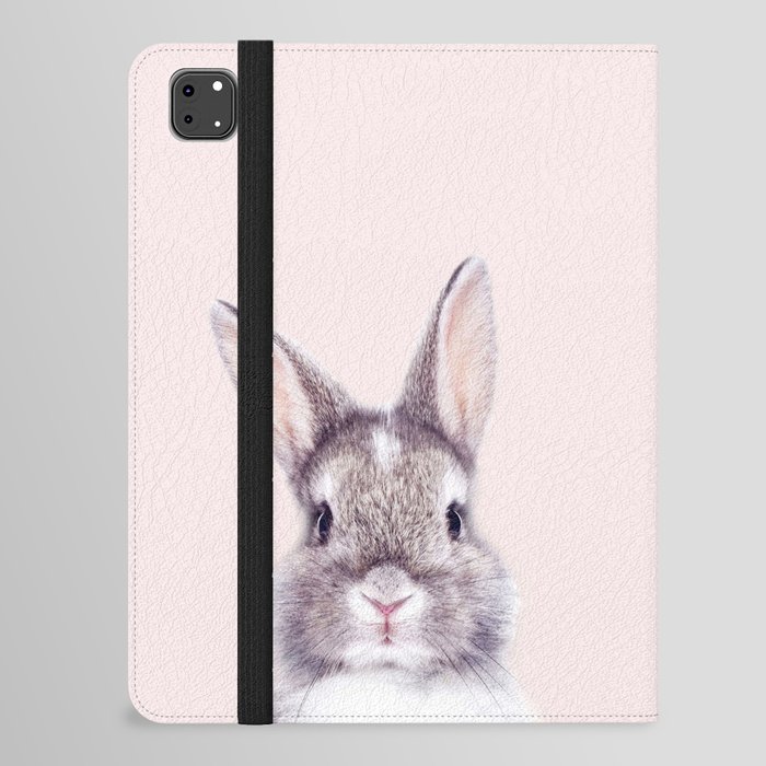 Baby Bunny, Baby Rabbit, Pink, Kids Art, Baby Animals Art Print By Synplus iPad Folio Case