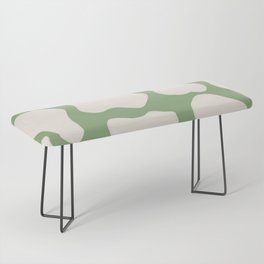 Retro 70s 60s Sage Green Cow Spots Bench