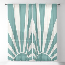 Blue retro Sun design Sheer Curtain