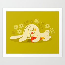 Sleeping Bunny and Carrot / Cute Animal Art Print