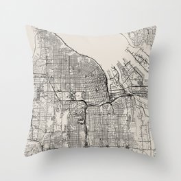 Tacoma, USA - City Map in Black and White - Aesthetic Throw Pillow