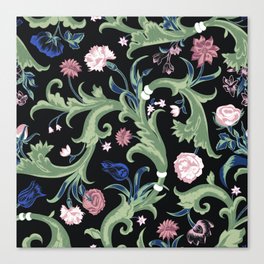 Baroque Style Art Nouveau Dark Floral Canvas Print