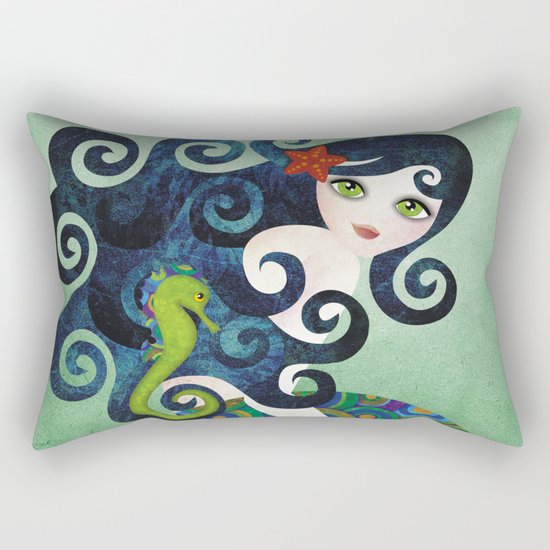 Aquamarine Mermaid Rectangular Pillow