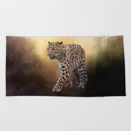 Amur leopard Beach Towel