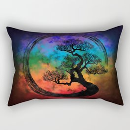 Enso Zen Circle and Bonsai Tree Nebula Rectangular Pillow