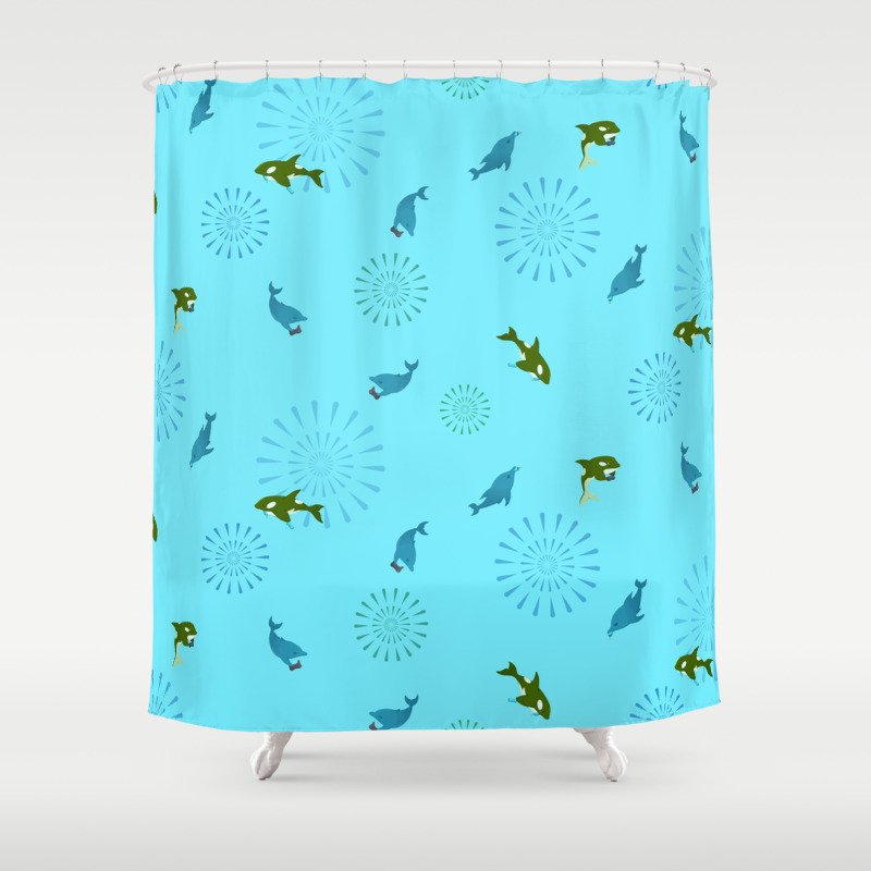 Blue Dolphin And Orca Shower Curtain By Bloomejasmine Society6