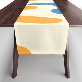 Viscous - Blue Orange Colourful Abstract Art Pattern Design Table Runner
