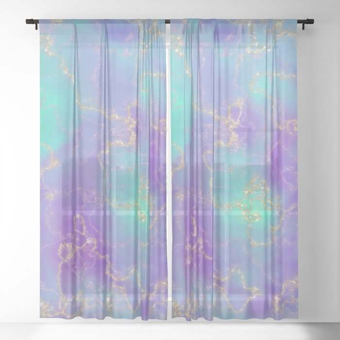 Sparkles Sheer Curtain, Turquoise Patterned Curtains