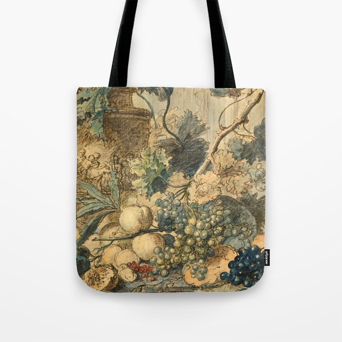Jan van Huysum "Still life with flowers and fruits" (drawing) Tote Bag