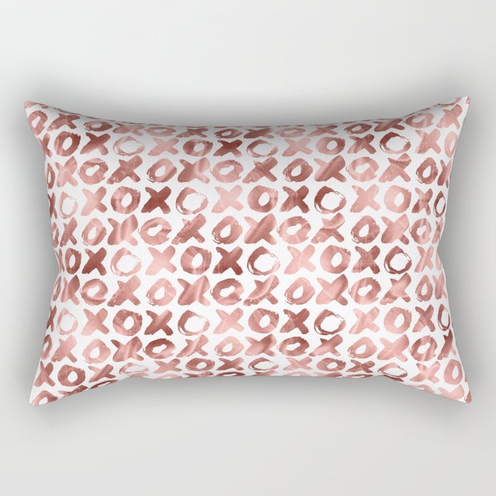 XOXO Kiss Me Rose Gold Pattern Rectangular Pillow