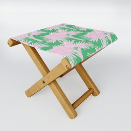 Retro Palm Trees Pastel Pink and Kelly Green Folding Stool