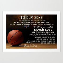 Baketball Family - to our sons - love mom & dad Art Print