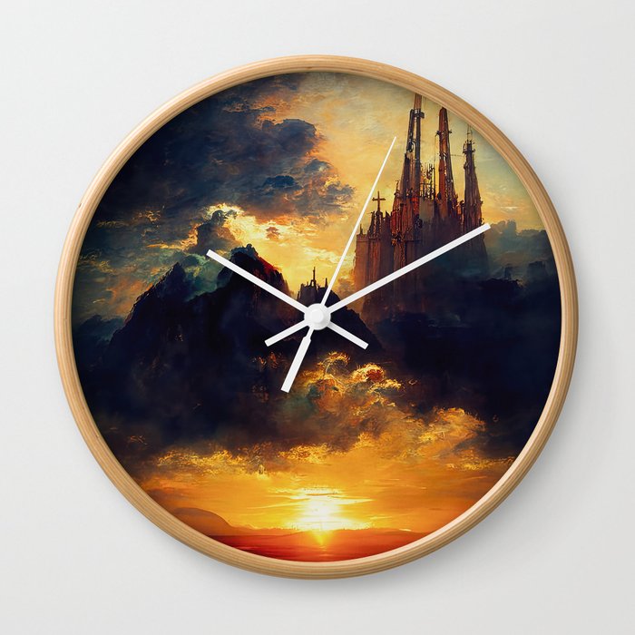 A Cathedral in the clouds Wall Clock