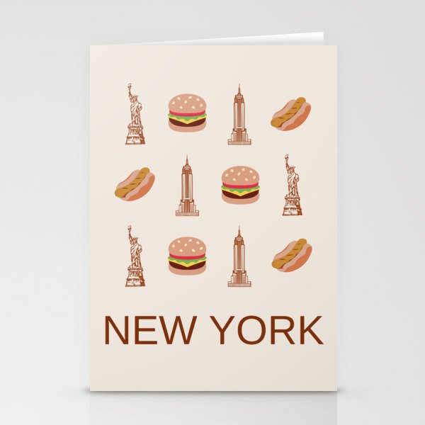 New York Retro Art Decor Vacations Modern Decor Boho Terracotta Tones Stationery Cards