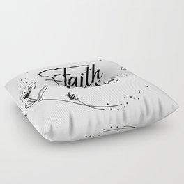 Faith, Hope Love with Cross, Hearts, Floral, Flower Christian Bible Scripture Quote Floor Pillow