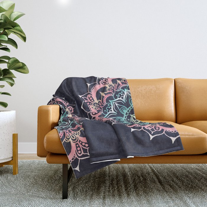 Navy and cream shop throw blanket