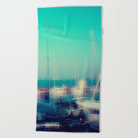 Sailing Harbor at Lake Balaton Beach Towel
