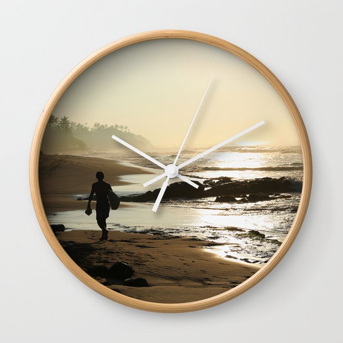 Sunset Beach Walk Wall Clock
