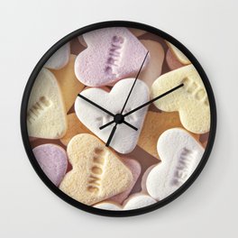 Valentines sugar hearts - dutch kiss pastel candy - food photography Wall Clock